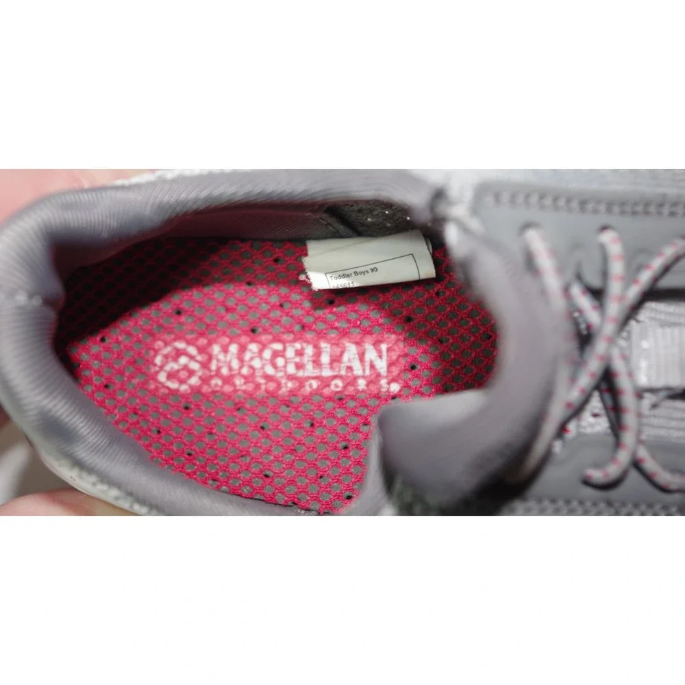 Magellan Outdoors Toddler Boys 9D Gray Red Knit Mesh Slip On Sneakers Size